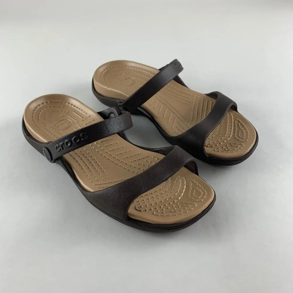Crocs Brown Double Strap Slip On Sandal US 8